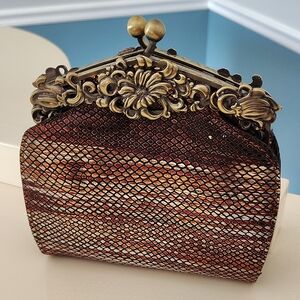 Patricia Nash Brown Vintage Clutch with Ornate Frame